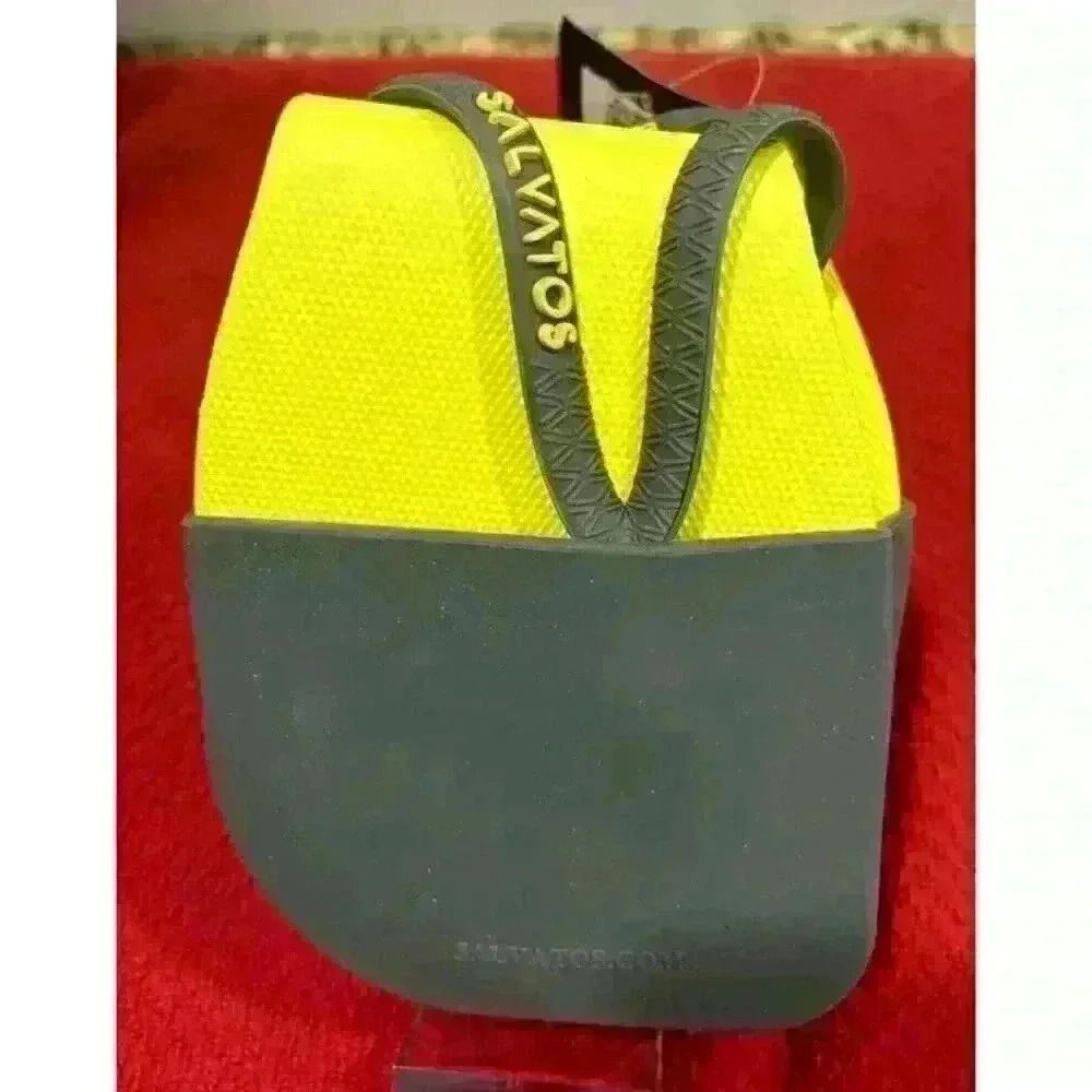 Salvatos Fold and Go Post Pedi Flip Flops Yellow/grey Size 7.5-8.5 US On The Go